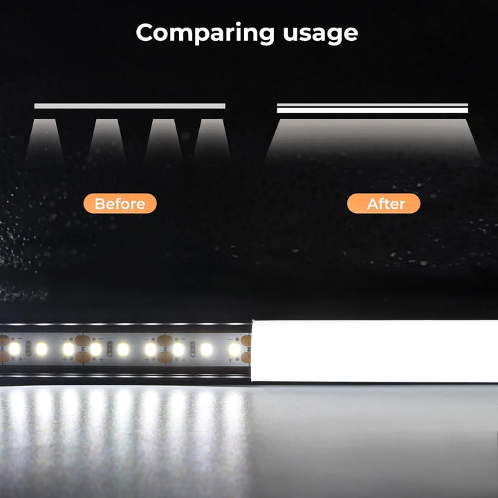 AC10 U-Shaped Aluminum Channel with Plastic or Silicone Diffuser Cover 3.3FT/1M For Max 13mm Width LED Strip Lights Pack of 6/10/20