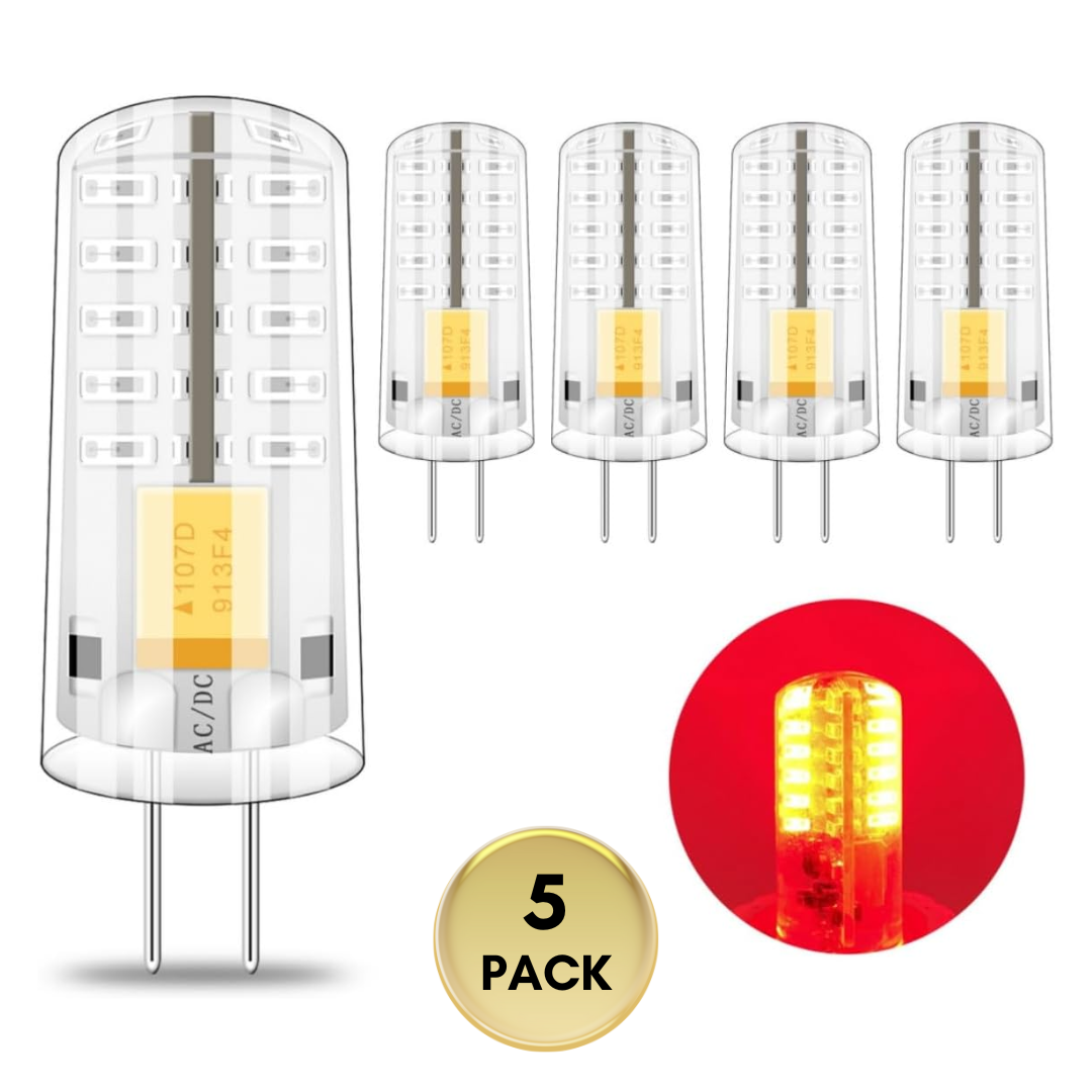 G4 2W Bi Pin 12V AC/DC Pack of 5 Single-Color Red/Green/Blue LED Capsule Light Bulb Energy Efficient Holiday Lighting