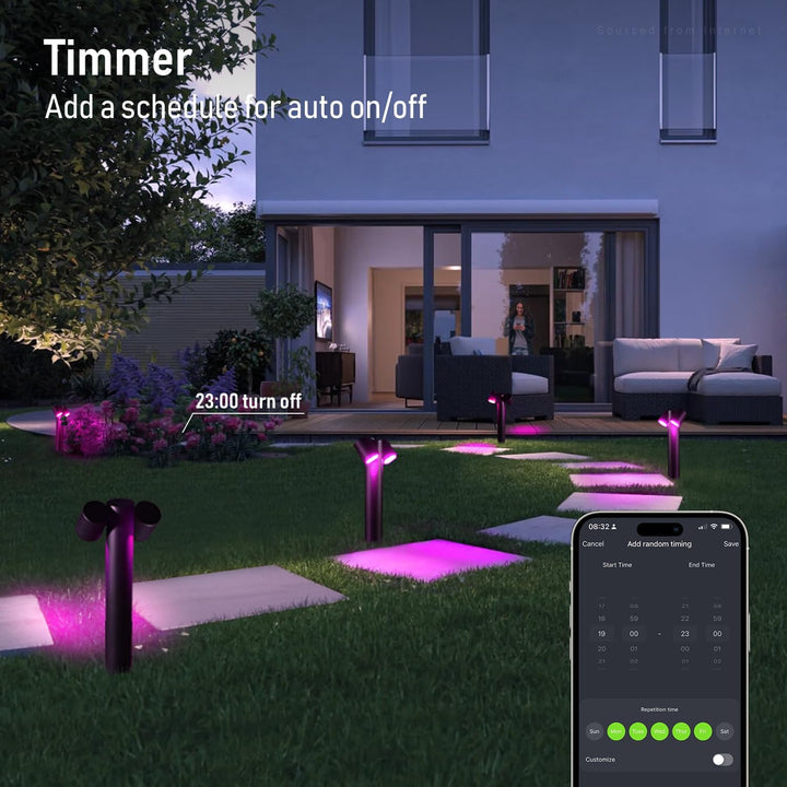 ALPR10 10W RGBCW Bluetooth Smart LED Landscape Pathway Light 2x or 4x Package, 12V-24V AC/DC 400LM