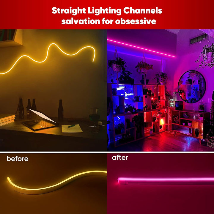 Aluminum Channel 3.3FT/1M For 6x12mm LED Silicon Neon Strip Lights Package