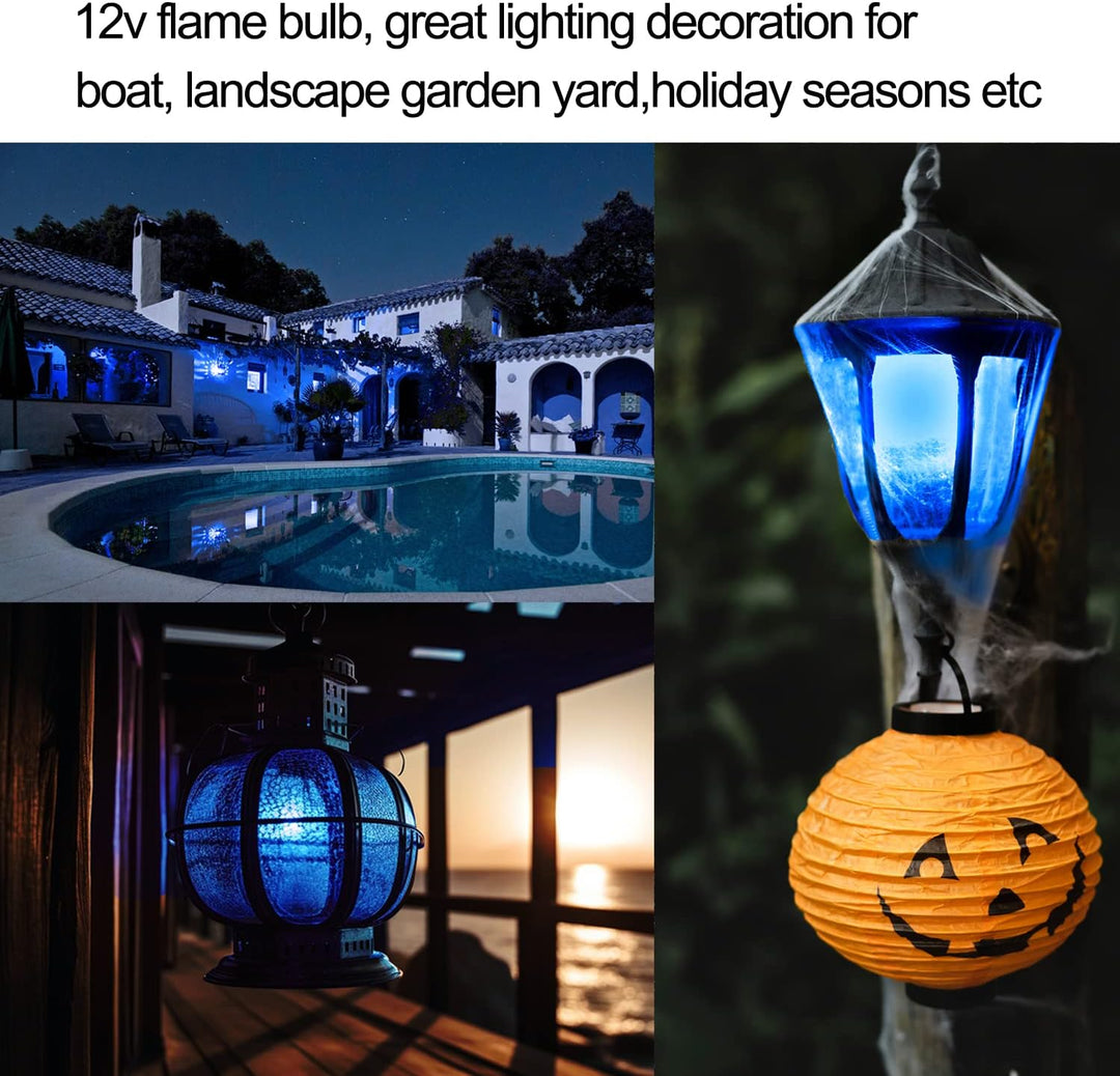 2-Pack Flame Light AC/DC LED E26 Standard Base Light Bulbs Energy Saving Light Bulb for Holiday, Halloween, RV, Landscape and Post Lighting Package