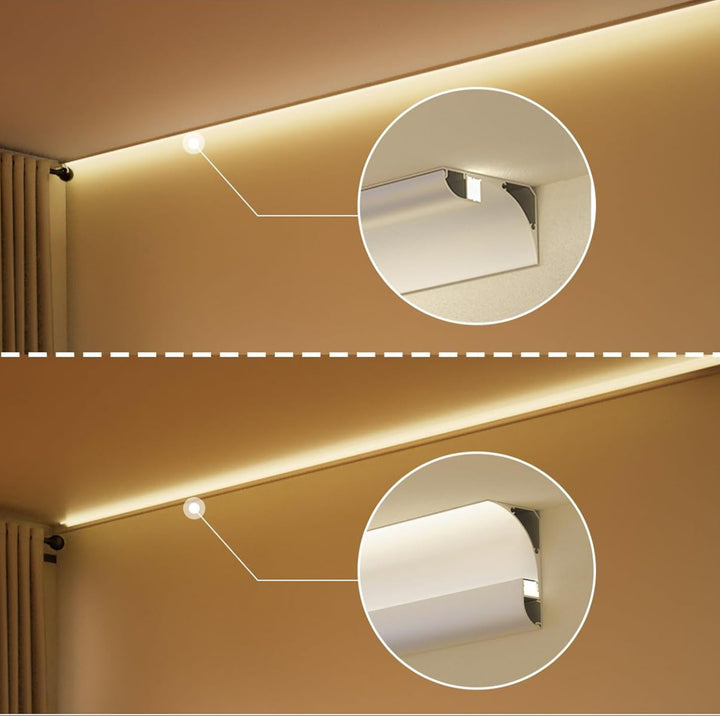 Aluminum Channel Crown Moulding Trim with Diffuser 5-Pack 3.3FT/1M (5M) For Strip Lights