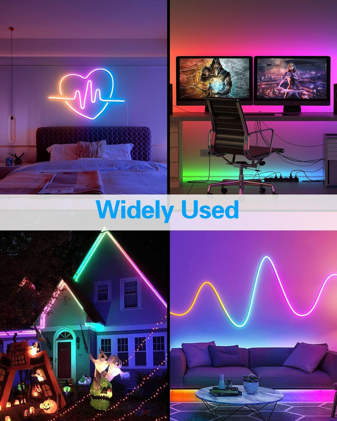 SLNR04 DC 12V/24V Dotless Color Neon RGB+IC LED Strip Light Indoor and Outdoor Rated Dimmable Low Voltage Strip Light