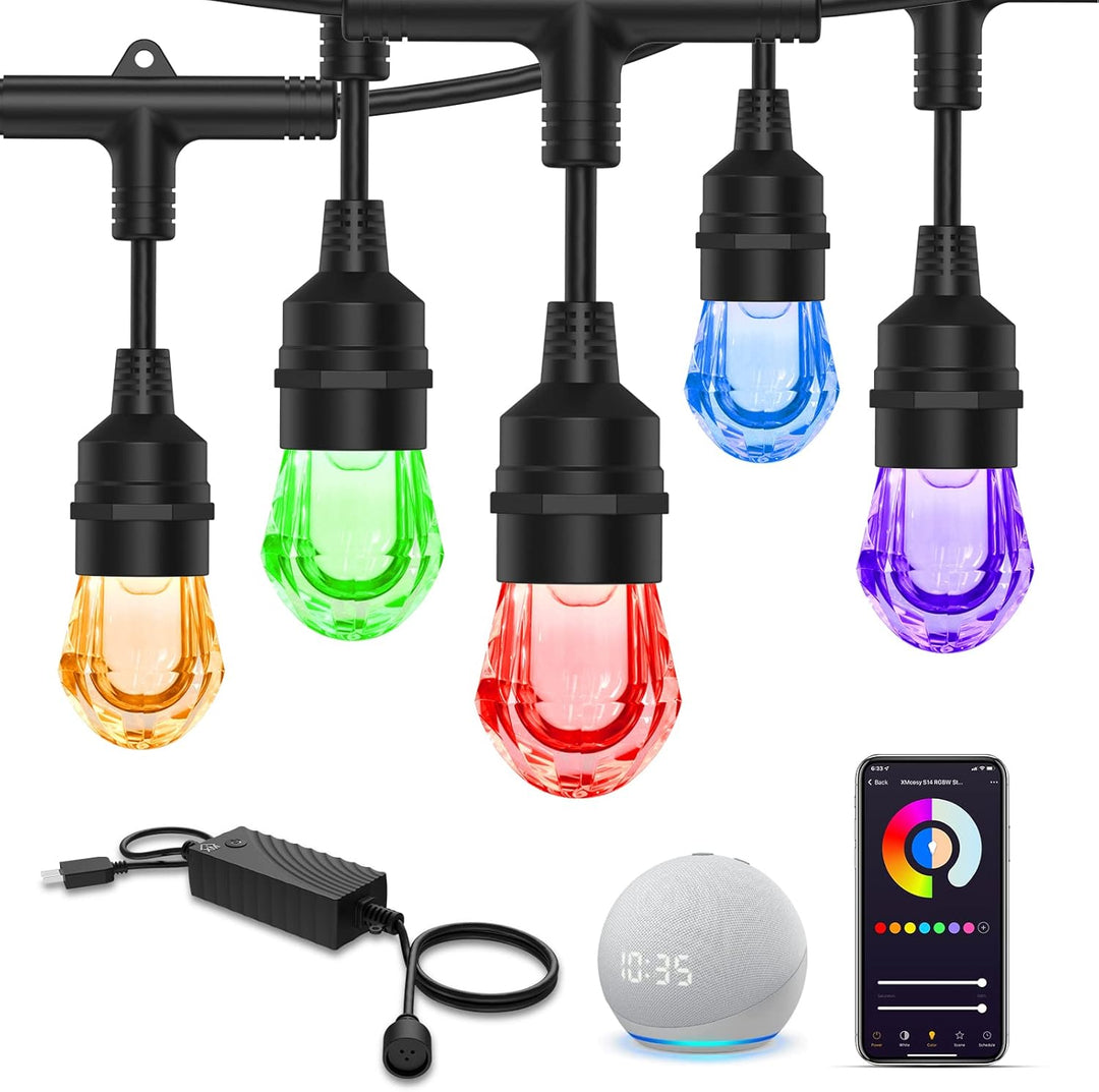 SLR102 LED RGBW Smart Bistro Acrylic String Lights Color Changing Outdoor Weatherproof 12V Edison Bulbs