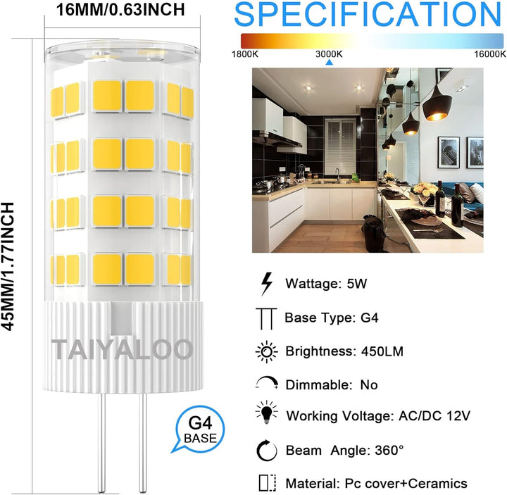 6x/10x Package G4 5W Bi Pin 3000K/4000K/5000K LED Capsule 12V Bulb Energy Efficient Light IP65 Waterproof