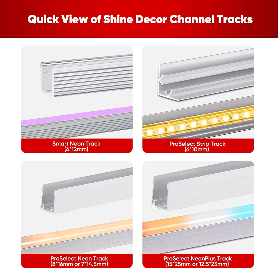 Aluminum Channel 3.3FT/1M For 6x12mm LED Silicon Neon Strip Lights Package