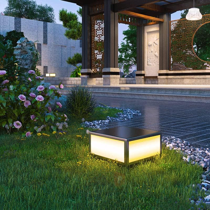 CPLA04 Modern Pillar Lamp Post Light with Tempered Glass Shade Fence Deck Cap Lantern with E26 9W 3000K 110V AC Line Voltage Stainless Steel LED IP55 Waterproof, Electric-Powered, Low-Voltage E26 LED Compatible