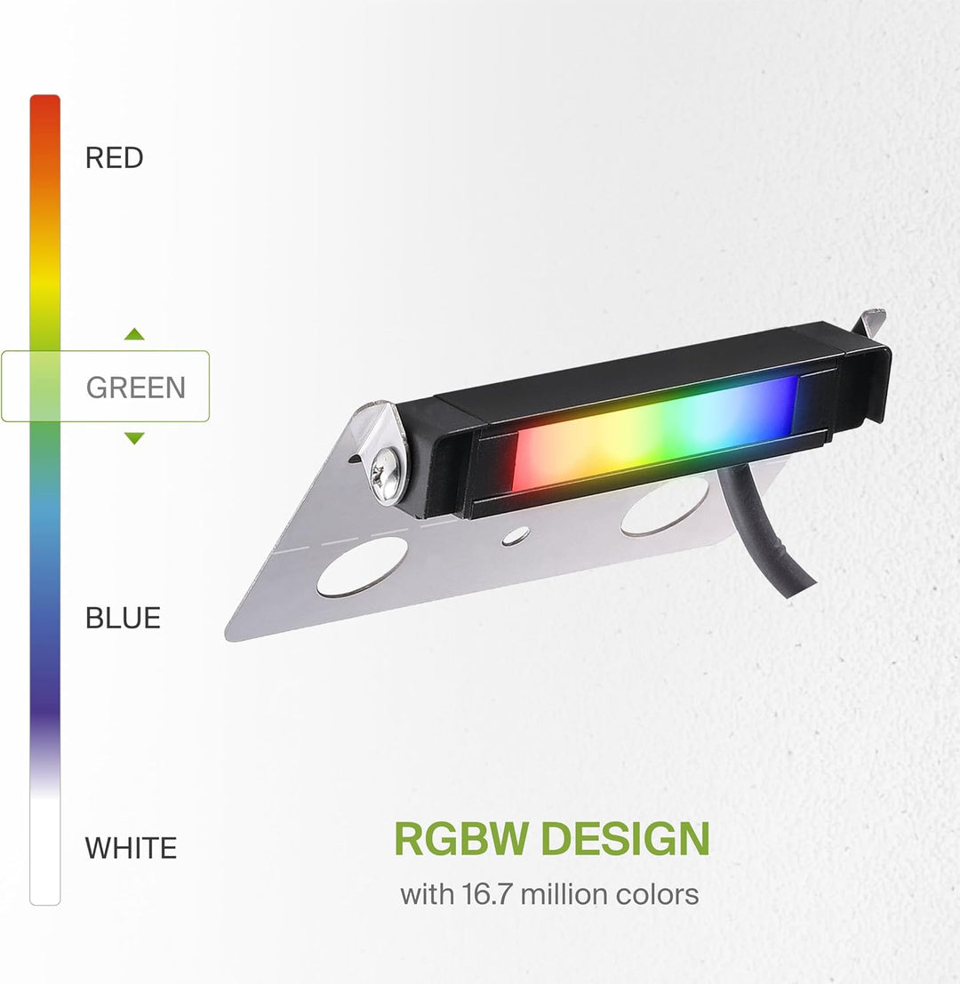 ELRA05 8-Pack 2W 4" Smart RGBCW Color Changing 2700K-6500K Waterproof LED Stairs, Fence, Hardscape Step Light Fixture Package