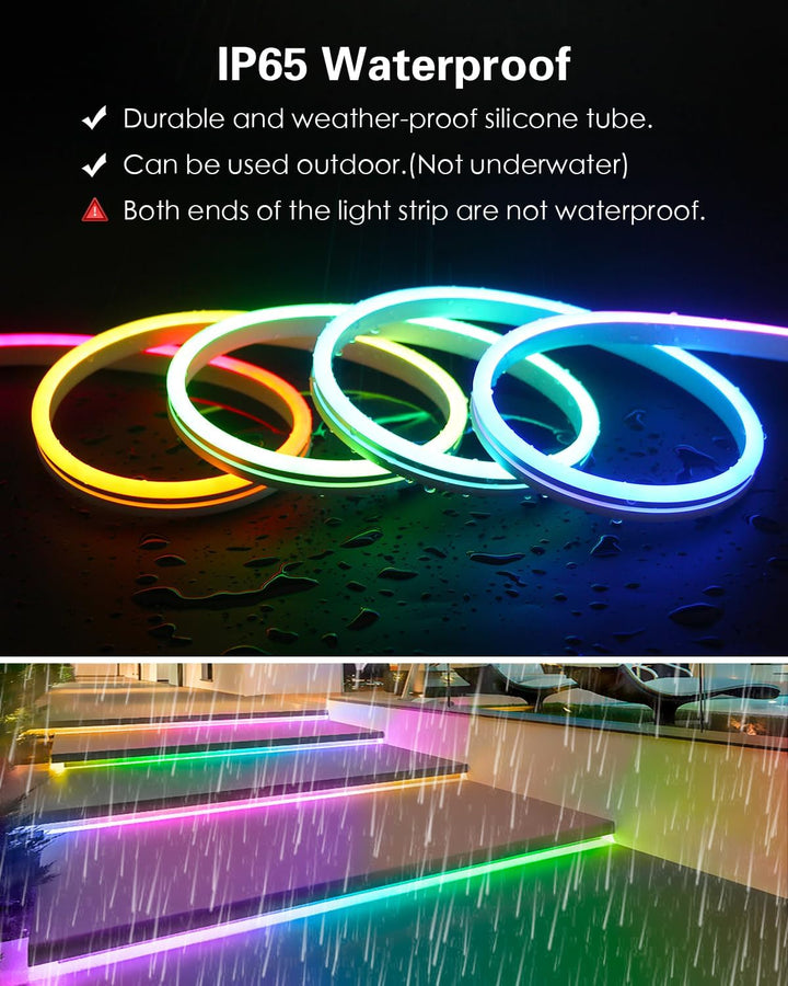 SLNR04 DC 12V/24V Dotless Color Neon RGB+IC LED Strip Light Indoor and Outdoor Rated Dimmable Low Voltage Strip Light