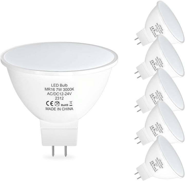 MR16 6-Pack 5W/7W 120° Flood Beam Angle LED Bulbs Package  Energy Saving Waterproof Light CE & RoHS Certified