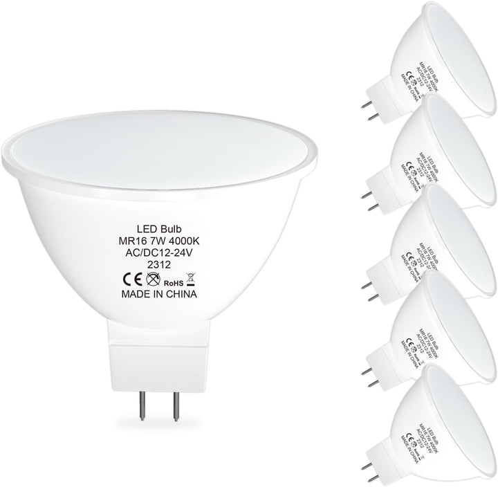 MR16 6-Pack 5W/7W 120° Flood Beam Angle LED Bulbs Package  Energy Saving Waterproof Light CE & RoHS Certified