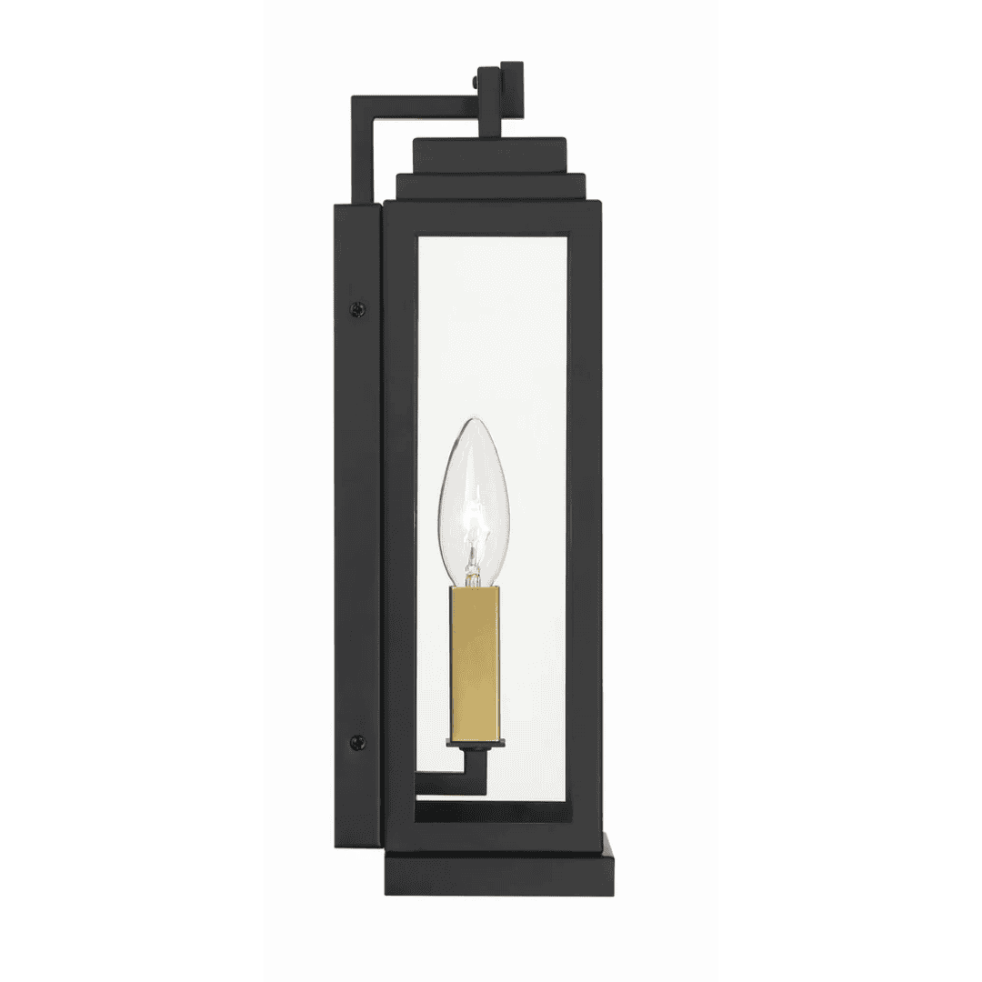 Aspen 1 Light Outdoor Sconce 5"x14" Stainless Steel and Clear Glass Matte Black Finish 120V 1 E12 Candelabra Base LED Bulb Socket for Patio, Garden, Exterior Walls