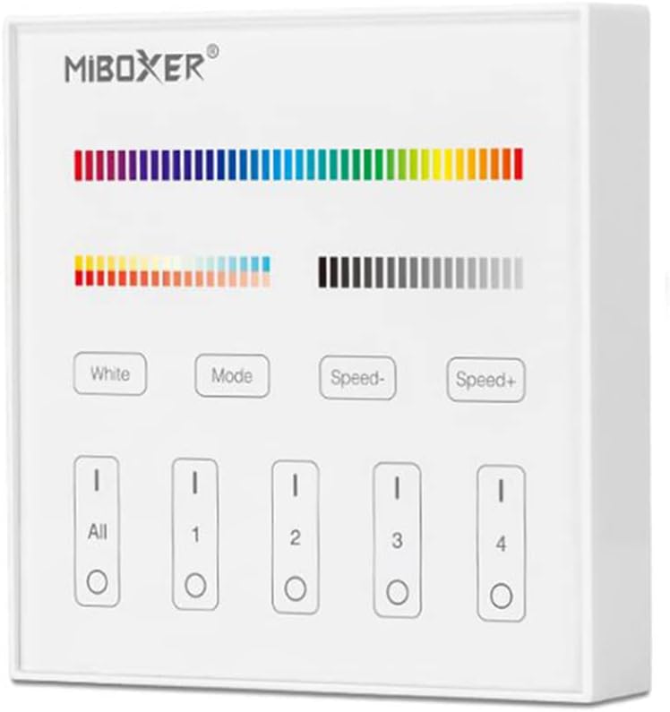 MiBoxer RGB/RGBW Montado en la Pared Smart Panel Control Remoto Inalámbrico 4 Zonas 2.4G RF