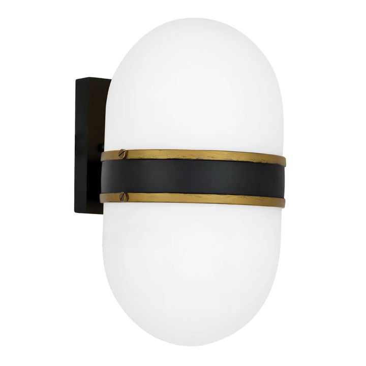 Brian Patrick Flynn Capsule 1 Light Outdoor Sconce 6"x10" Stainless Steel and Glass Matte Black with Textured Gold Finish 120V 1 E26 Medium Base LED Bulb Socket for Patio, Garden, Interior and Exterior Walls