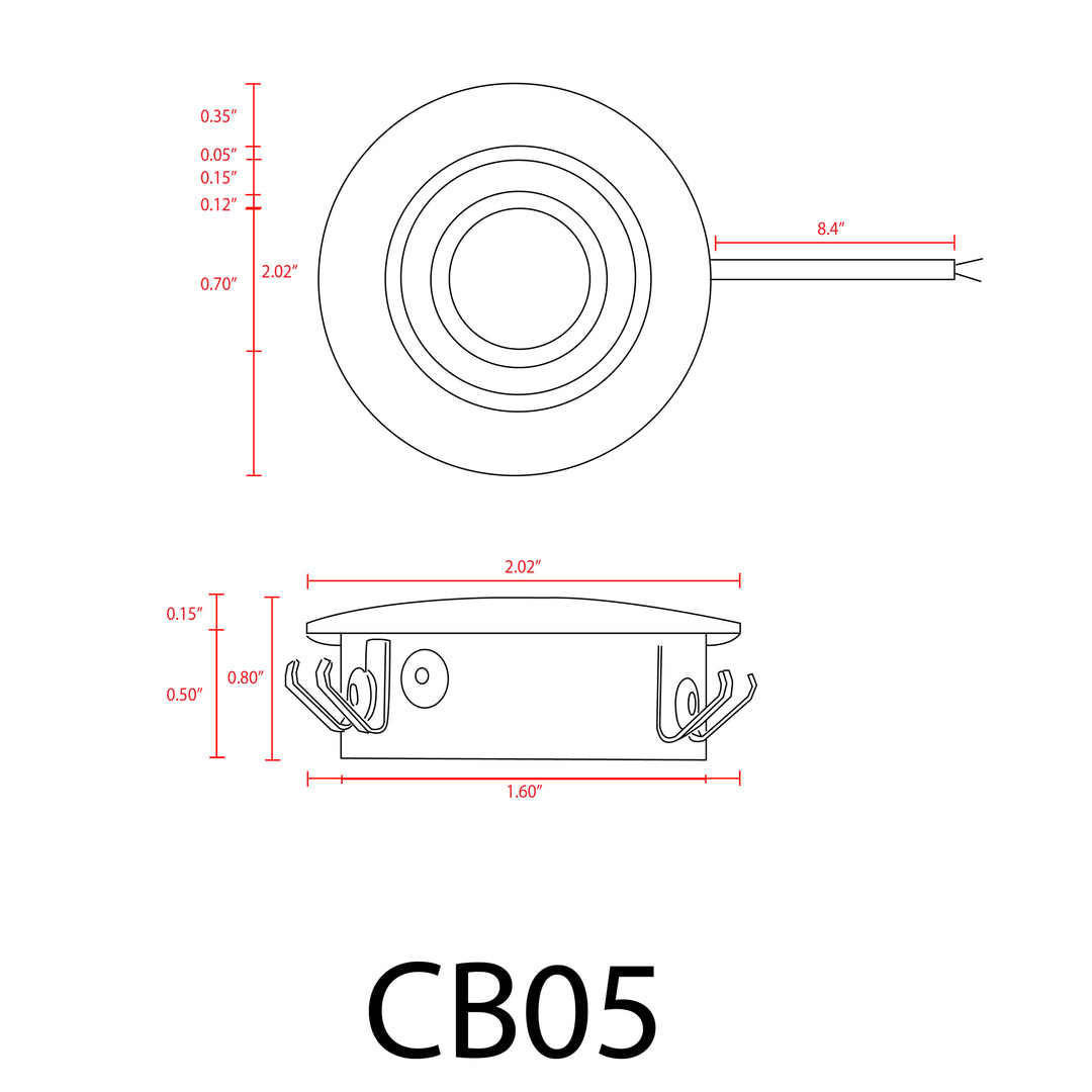 CB05 4x/8x/12x Package Round LED Cast Aluminum Recessed Cabinet Light Down Lighting Fixture 3000K or 5000K