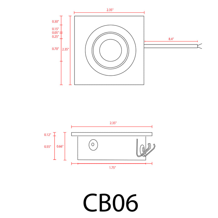 CB06 4x/8x/12x Package Dimmable Recessed Square Cast Aluminum LED Puck Light Cabinet Downlighting 3000K or 5000K