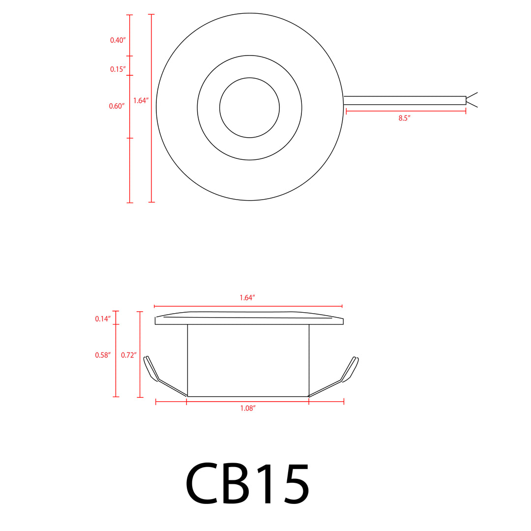 Luz de gabinete de aluminio fundido CB15 | Luz empotrada de bajo voltaje LED integrada de 1,5 W