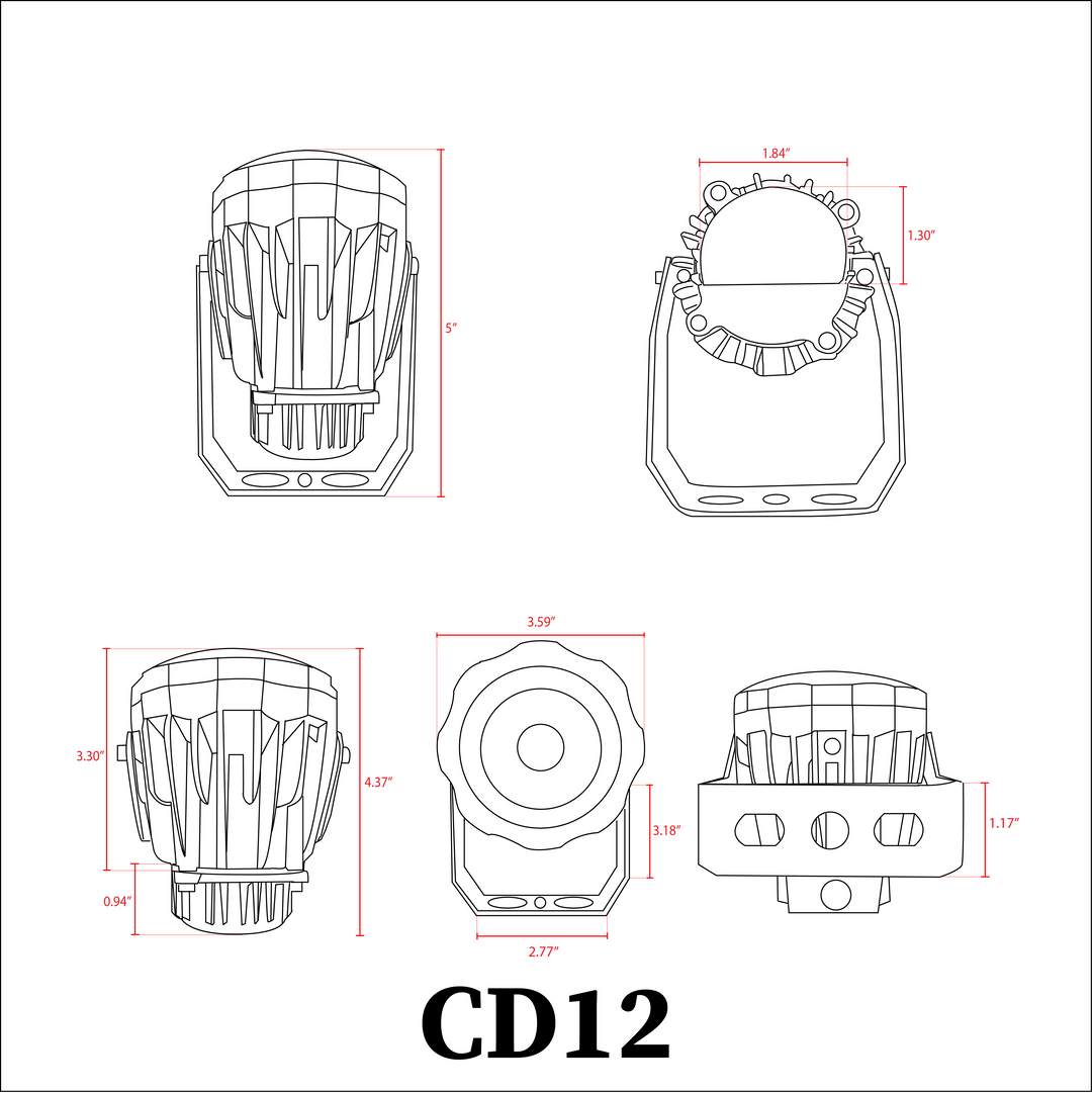 Foco de aluminio fundido CD12 | Luz de paisaje de bajo voltaje LED integrada de 12 W