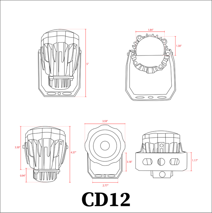 Foco de aluminio fundido CD12 | Luz de paisaje de bajo voltaje LED integrada de 12 W