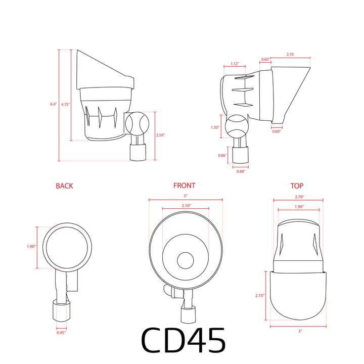 CD45 Cast Aluminum Spot Light | 5W Integrated LED Low Voltage Landscape Light