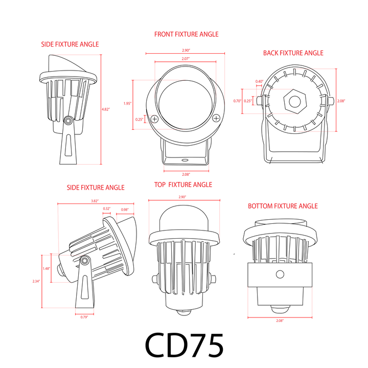 CD75 Cast Aluminum Spot Light | 7W Integrated LED Low Voltage Landscape Light