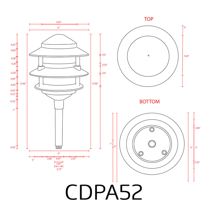 CDPA52 Cast Aluminum Path Light | 3W Integrated LED Low Voltage Landscape Light