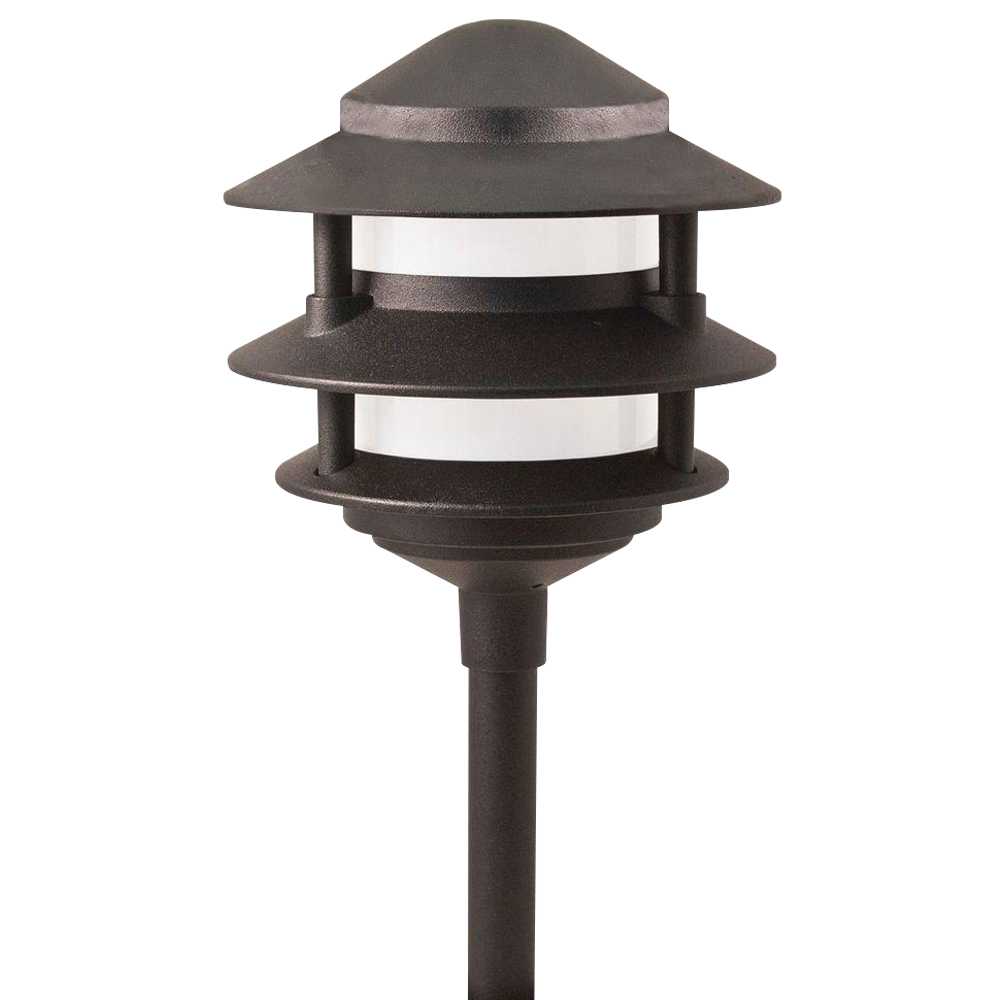 CDPA72 Black 12V AC/DC Aluminum Low Voltage Landscape Lighting 3 Tier Pagoda Path Light