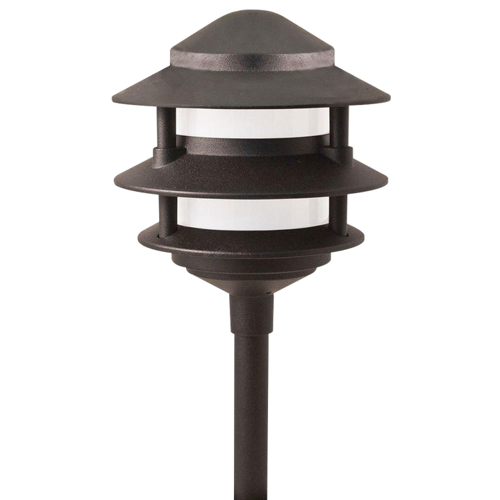 CDPA72 Black 12V AC/DC Aluminum Low Voltage Landscape Lighting 3 Tier Pagoda Path Light