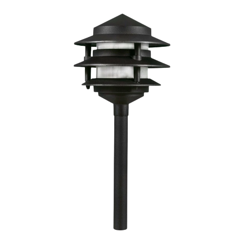 CDPA72 Black 12V AC/DC Aluminum Low Voltage Landscape Lighting 3 Tier Pagoda Path Light