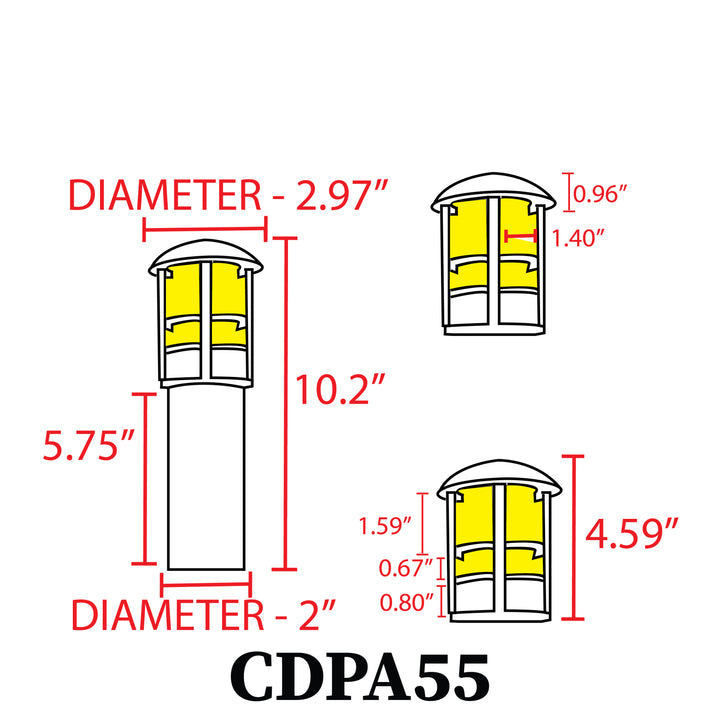 CDPA55 Cast Aluminum Path Light | 3W Integrated LED Low Voltage Landscape Light