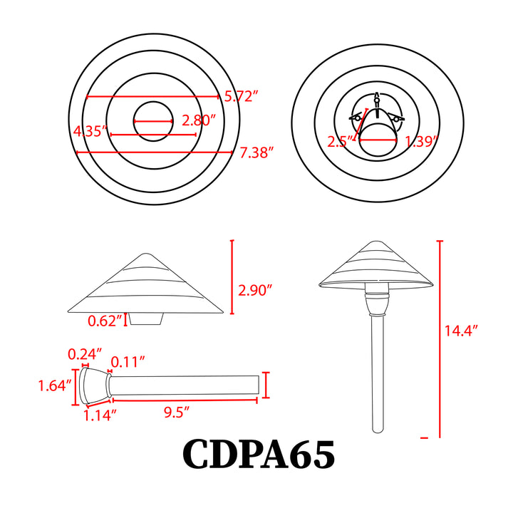 CDPA65 Cast Aluminum Path Light | 3W Integrated LED Low Voltage Landscape Light