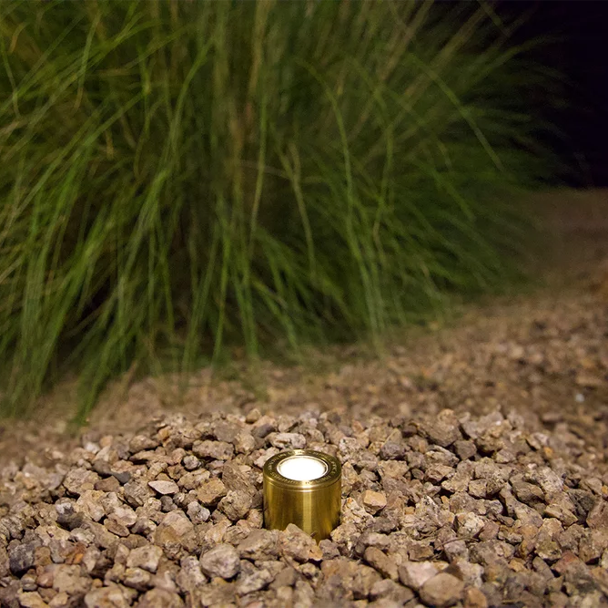 Brilliance Congaree Low Voltage MR11 Brass Flat-Top In-Ground Well Light Outdoor Landscape Lighting