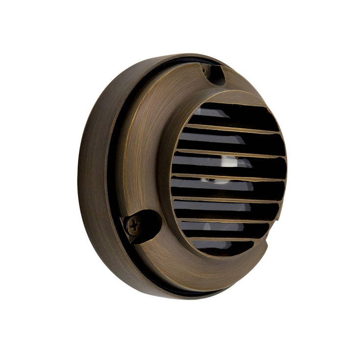 DL02B G4 Solid Brass Round Surface Mount Grilled Deck Light Low Voltage Landscape Lighting