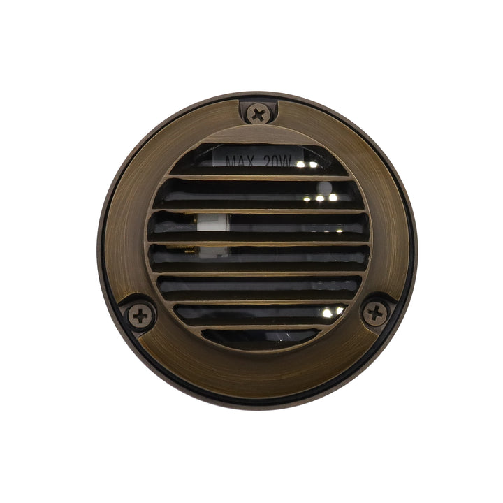 DL02B G4 Solid Brass Round Surface Mount Grilled Deck Light Low Voltage Landscape Lighting