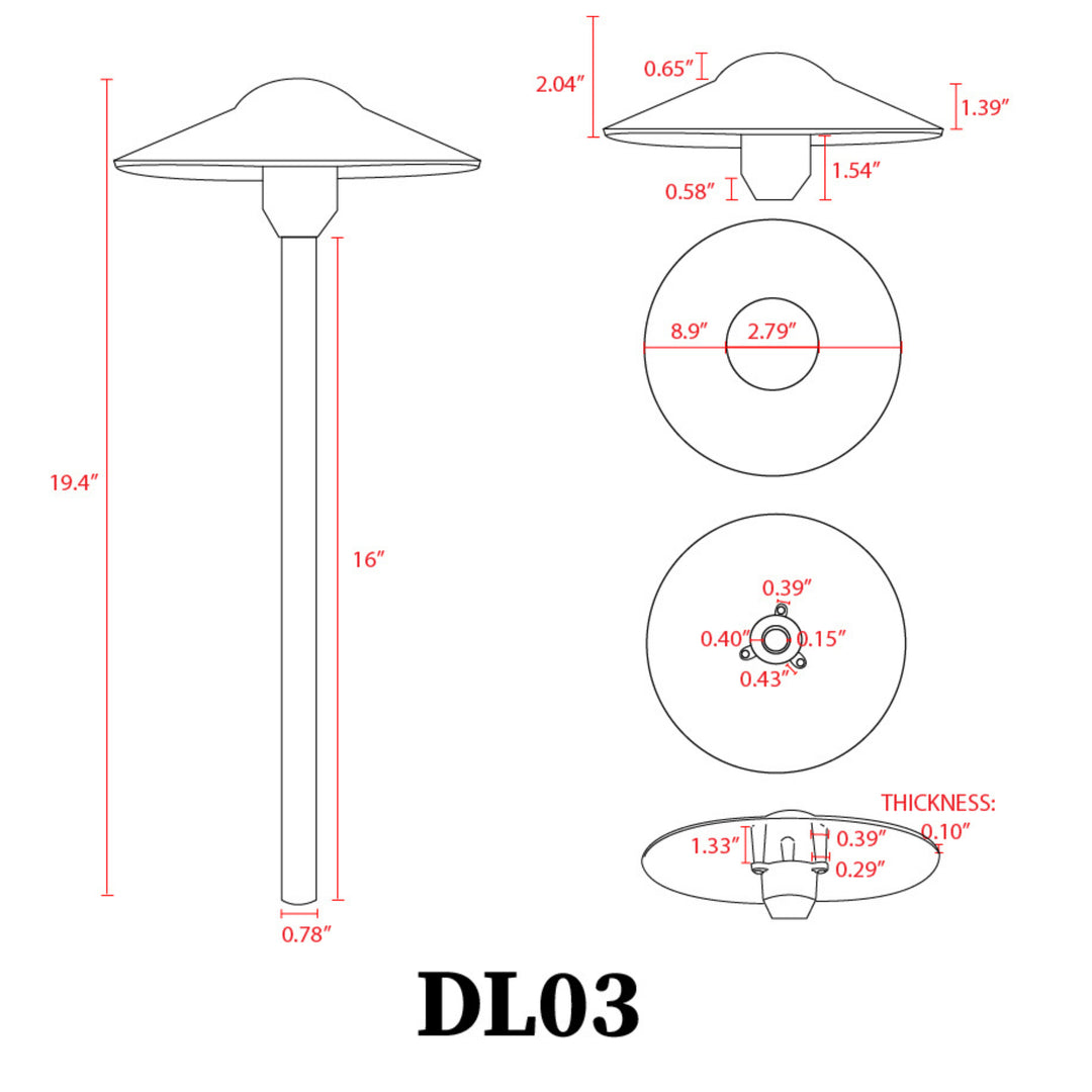 DL03 Cast Aluminum Path Light | Lamp Ready Low Voltage Landscape Light