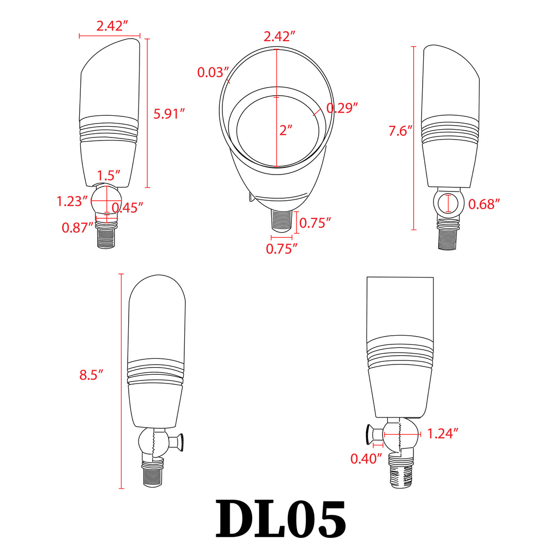 DL05 Cast Aluminum Spot Light | Lamp Ready Low Voltage Landscape Light