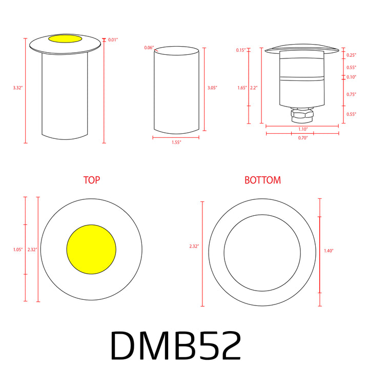 DMB52 Cast Brass In-Ground Well Light | 1.5W Integrated LED Low Voltage Landscape Light