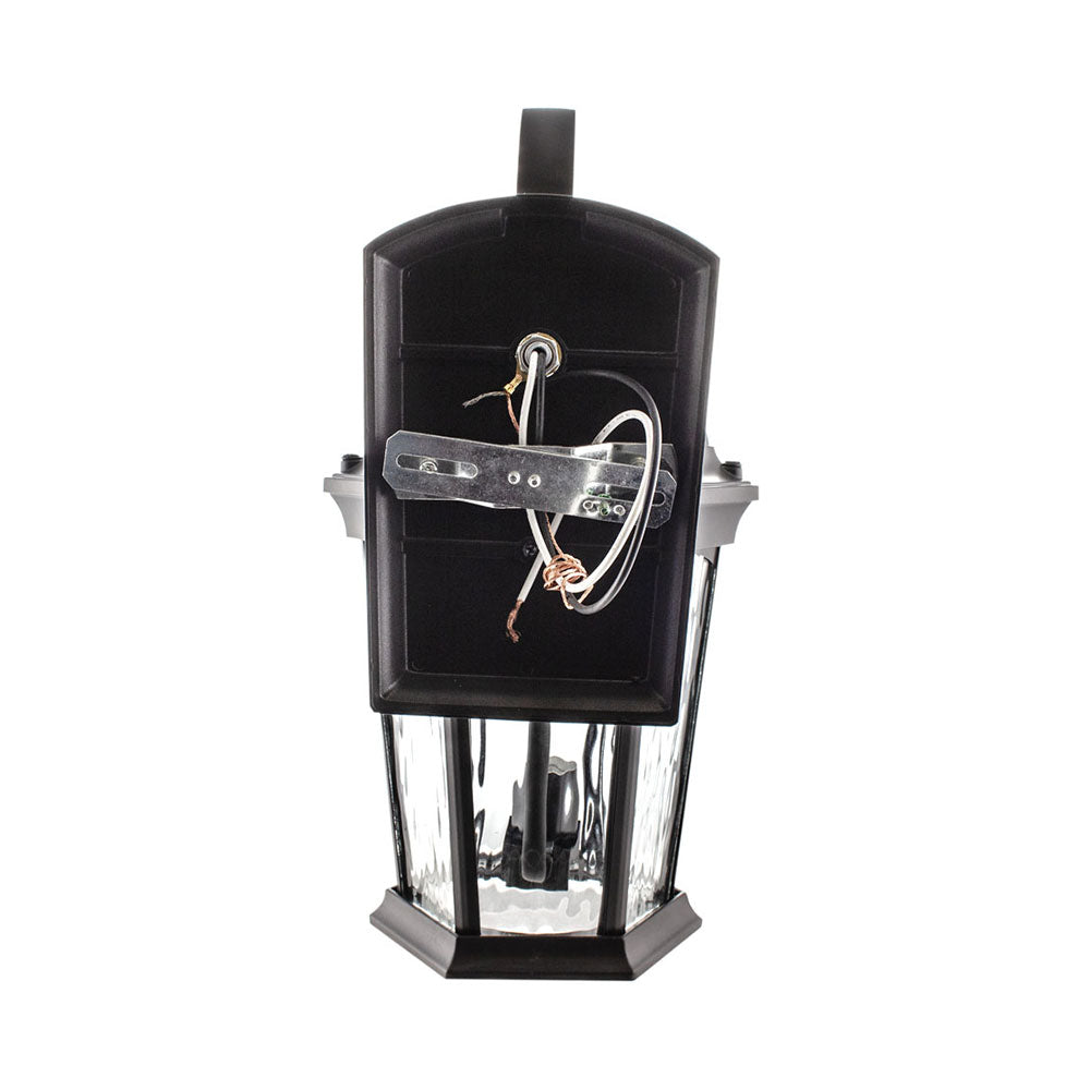 Aluminum LED Wall Flame Lantern with Water Glass 12.5W 1200lm 3000K with Flame Bulb Effect Fixture with Photocell and Motion Sensor Integrated LED Line Voltage 120V AC IP65 Waterproof