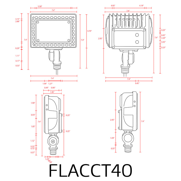 FLACCT40 4x/8x/12x Package Aluminum 20W-40W Outdoor LED Low Voltage Landscape Lighting Flood Light