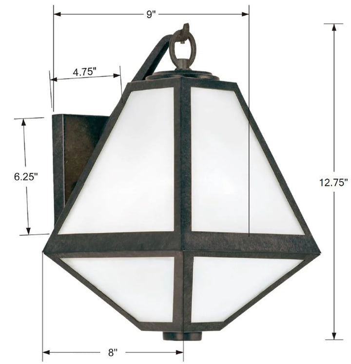 Brian Patrick Flynn Glacier 1 Light Outdoor Sconce 8"x12.75" Stainless Steel and Glass Black Charcoal Finish 120V 1 E26 Medium Base LED Bulb Socket for Patio, Garden, Interior and Exterior Walls