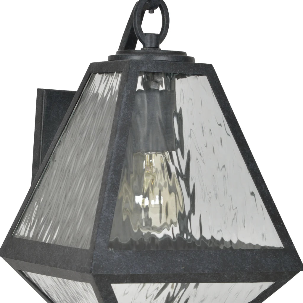 Brian Patrick Flynn Glacier 1 Light Outdoor Sconce 8"x12.75" Stainless Steel and Water Glass Black Charcoal Finish 120V 1 E26 Medium Base LED Bulb Socket for Patio, Garden, Interior and Exterior Walls