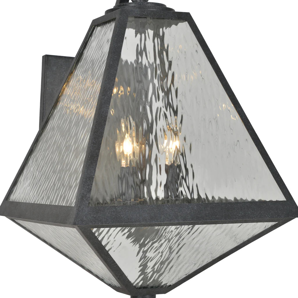 Brian Patrick Flynn Glacier 3 Light Outdoor Sconce 14"x21" Stainless Steel and Water Glass Black Charcoal Finish 120V 3 E12 Candelabra Base LED Bulb Sockets for Patio, Garden, Interior and Exterior Walls