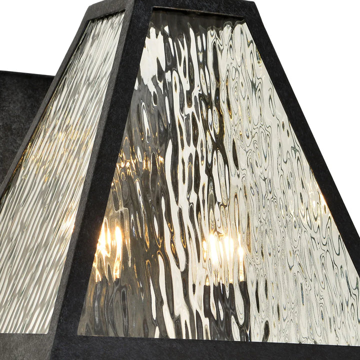 Brian Patrick Flynn Glacier 2 Light Outdoor Sconce 11"x16.75" Stainless Steel and Water Glass Black Charcoal Finish 120V 2 E26 Medium Base LED Bulb Sockets for Patio, Garden, Interior and Exterior Walls