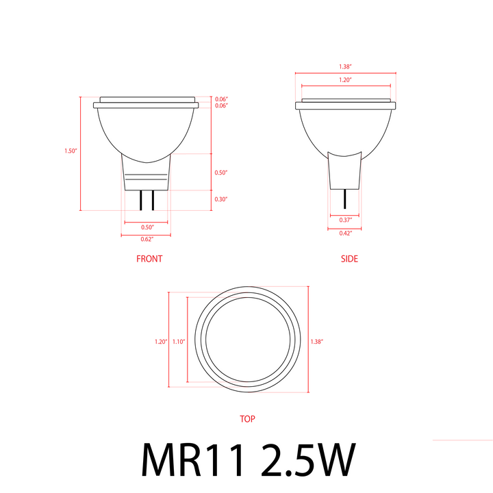 MR11 2.5W 12V LED GU4 Light Bulb | Landscape Lighting Accessory