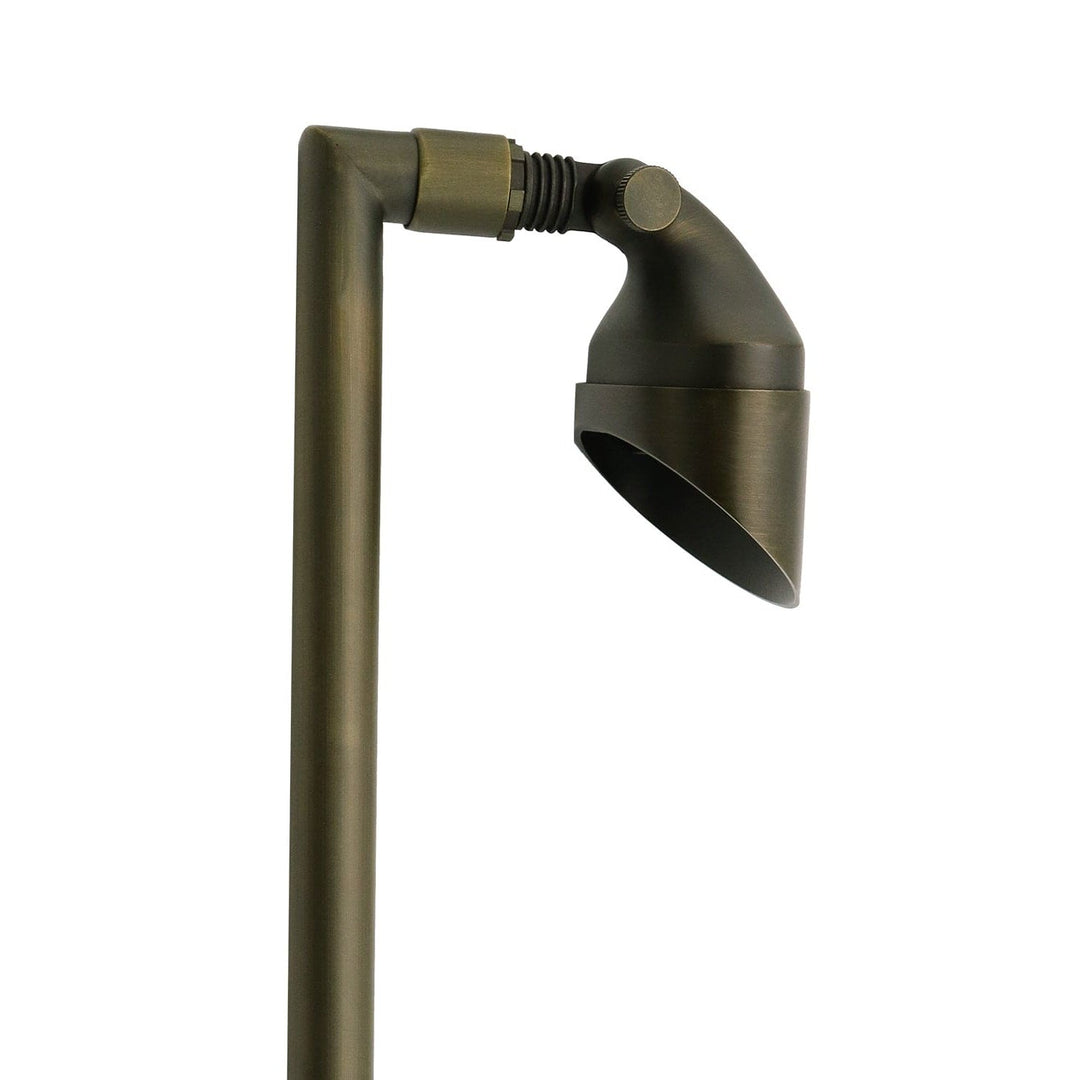 PL25B G4 Solid Brass Path Light - Shrouded Flood Light, Light Bronze Finish Low Voltage Landscape Lighting