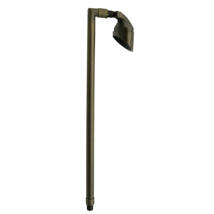 PL25B G4 Solid Brass Path Light - Shrouded Flood Light, Light Bronze Finish Low Voltage Landscape Lighting