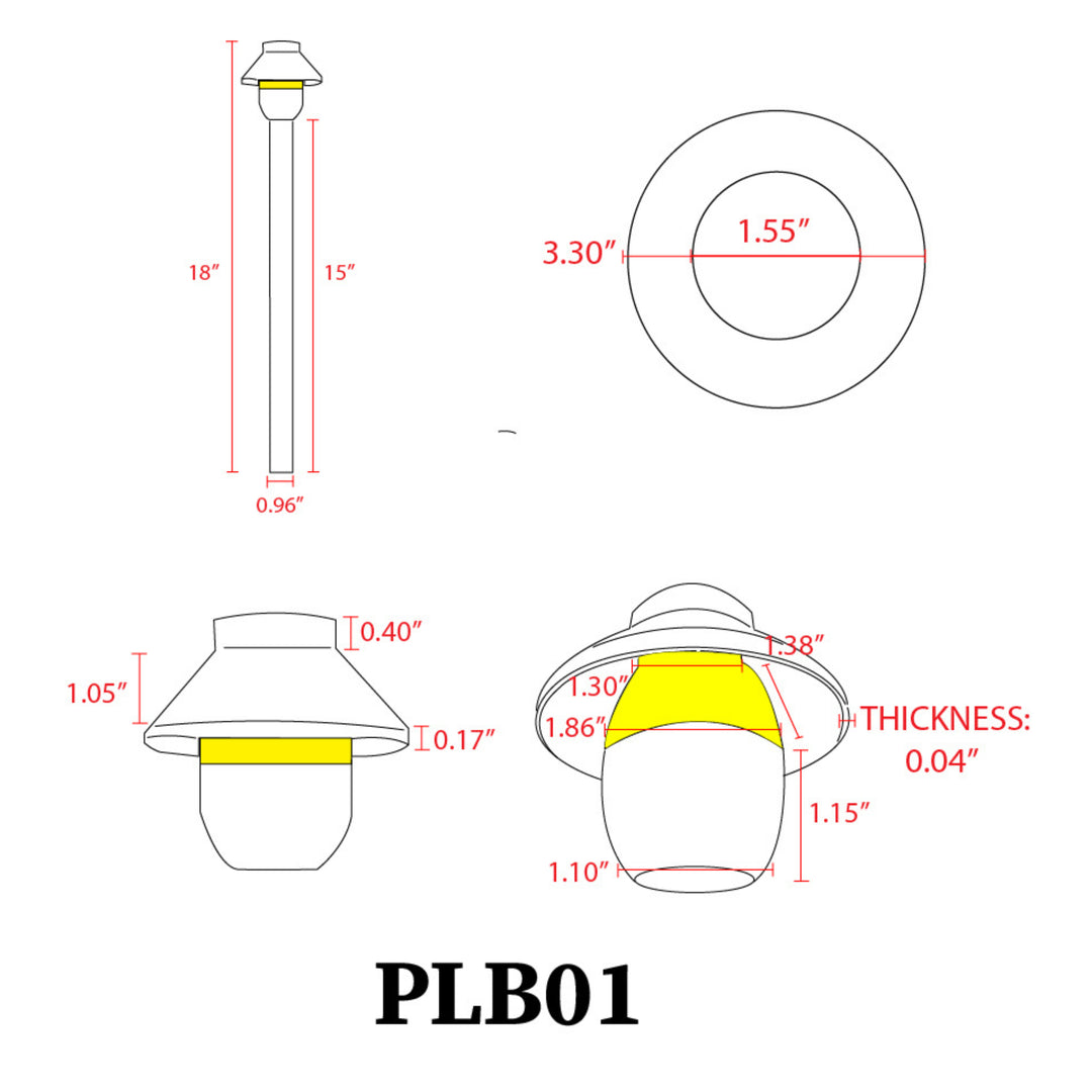 PLB01 Cast Brass Path Light | Lamp Ready Low Voltage Landscape Light