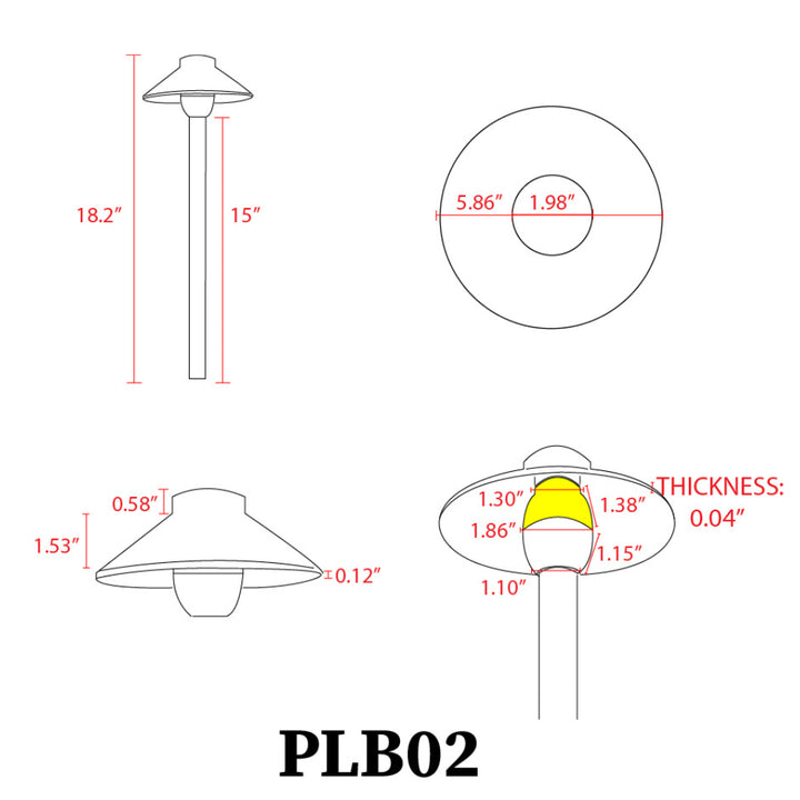 PLB02 4x/8x/12x Package Outdoor Garden Pathway Light | Low Voltage Brass Path Light 3W 3000K Bulb