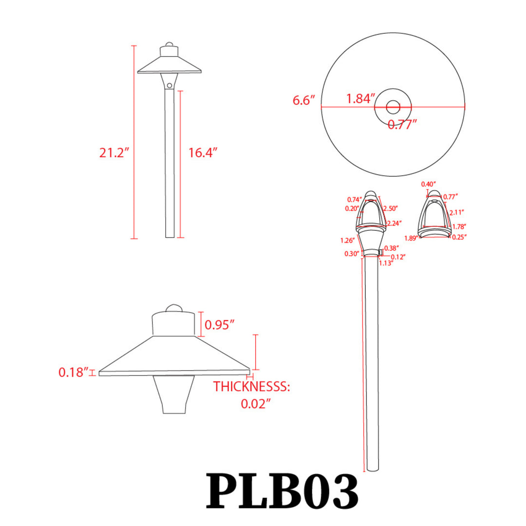 PLB03 Cast Brass Path Light | Lamp Ready Low Voltage Landscape Light