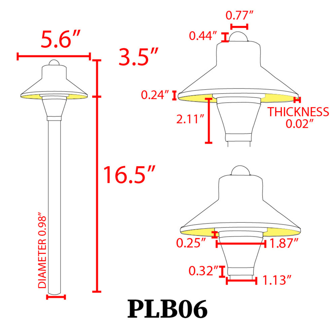 PLB06 Cast Brass Path Light | Lamp Ready Low Voltage Landscape Light